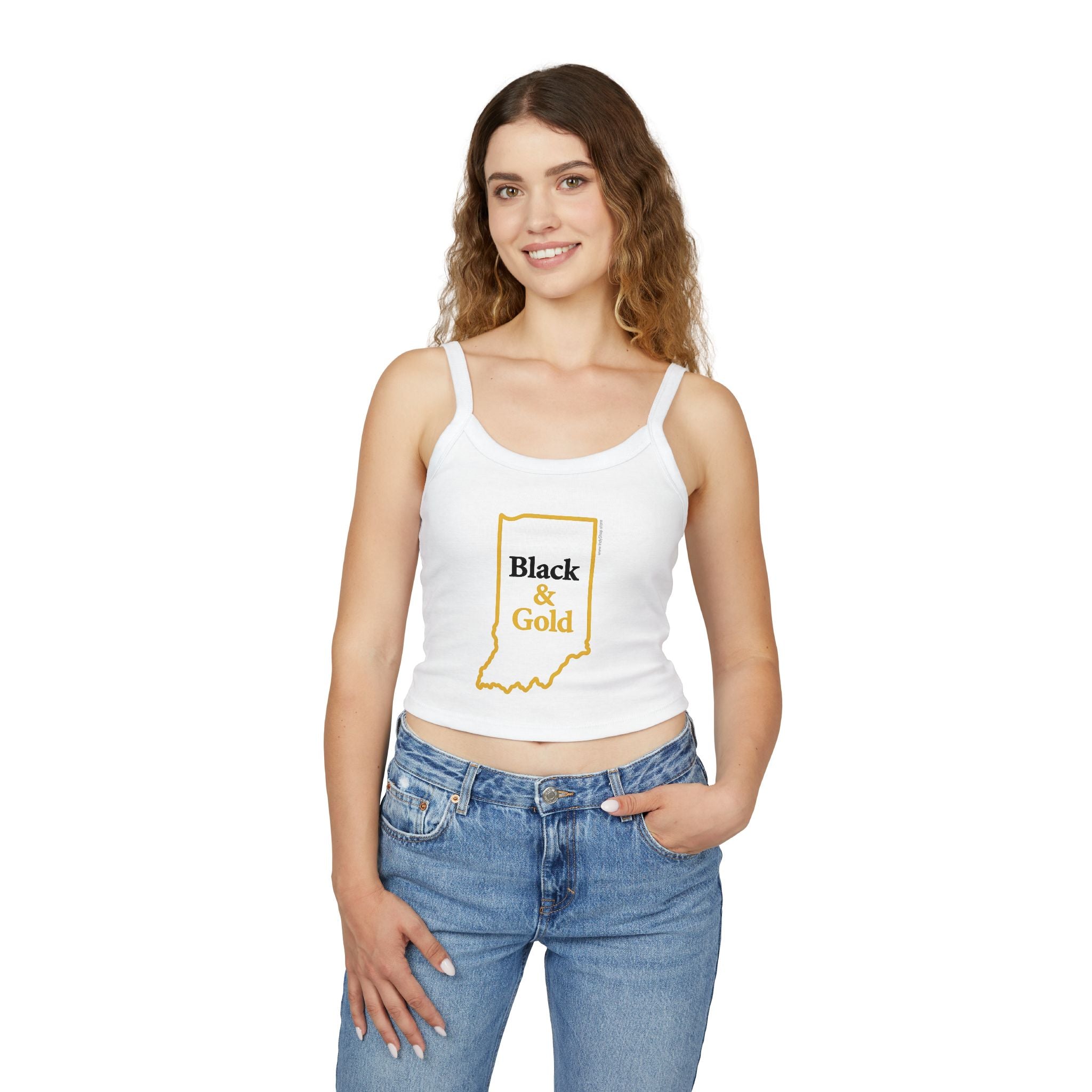 Black & Gold Women's Tank Top | Spaghetti Strap Tank Top