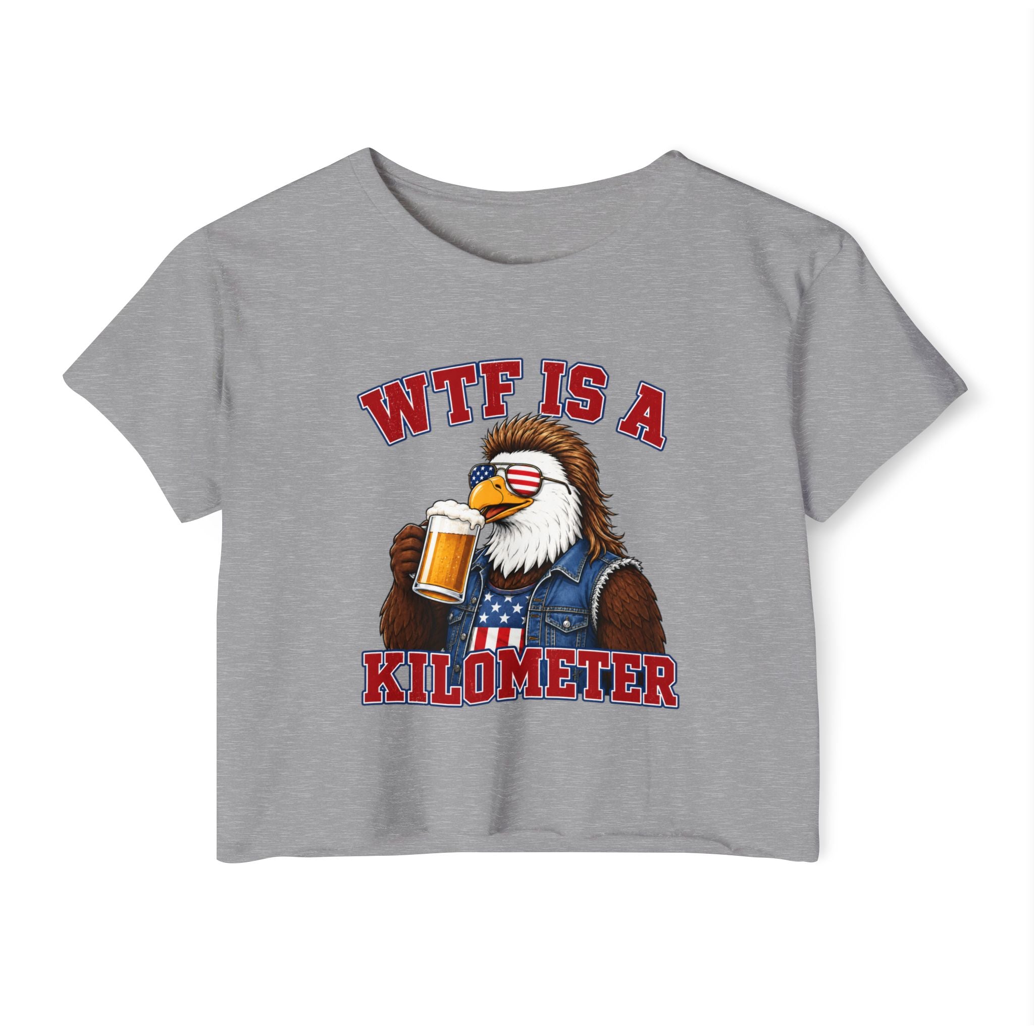WTF is a Kilometer | Patriotic Eagle Crop Top