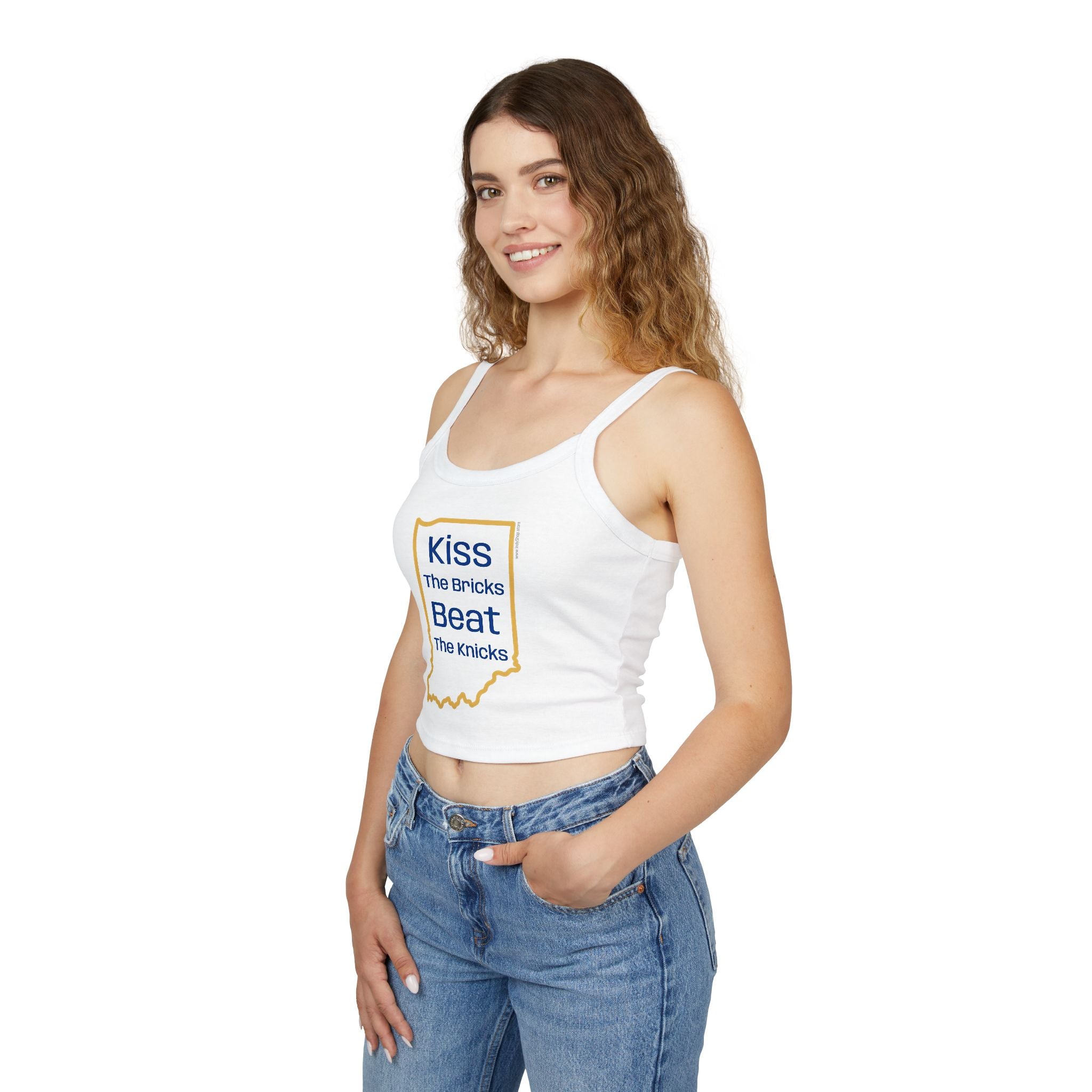 Kiss the Bricks Beat the Knicks Women's Tank Top | Spaghetti Strap Tank Top