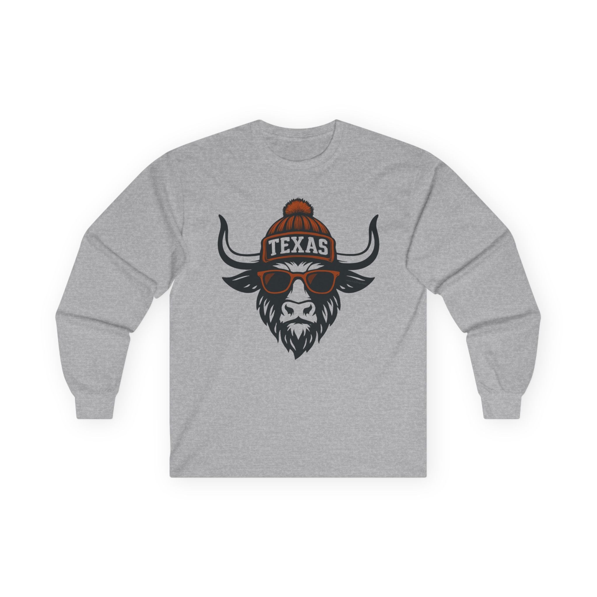 Texas Longhorns Unisex Long Sleeve Tee | Longhorn with Glasses and Hat