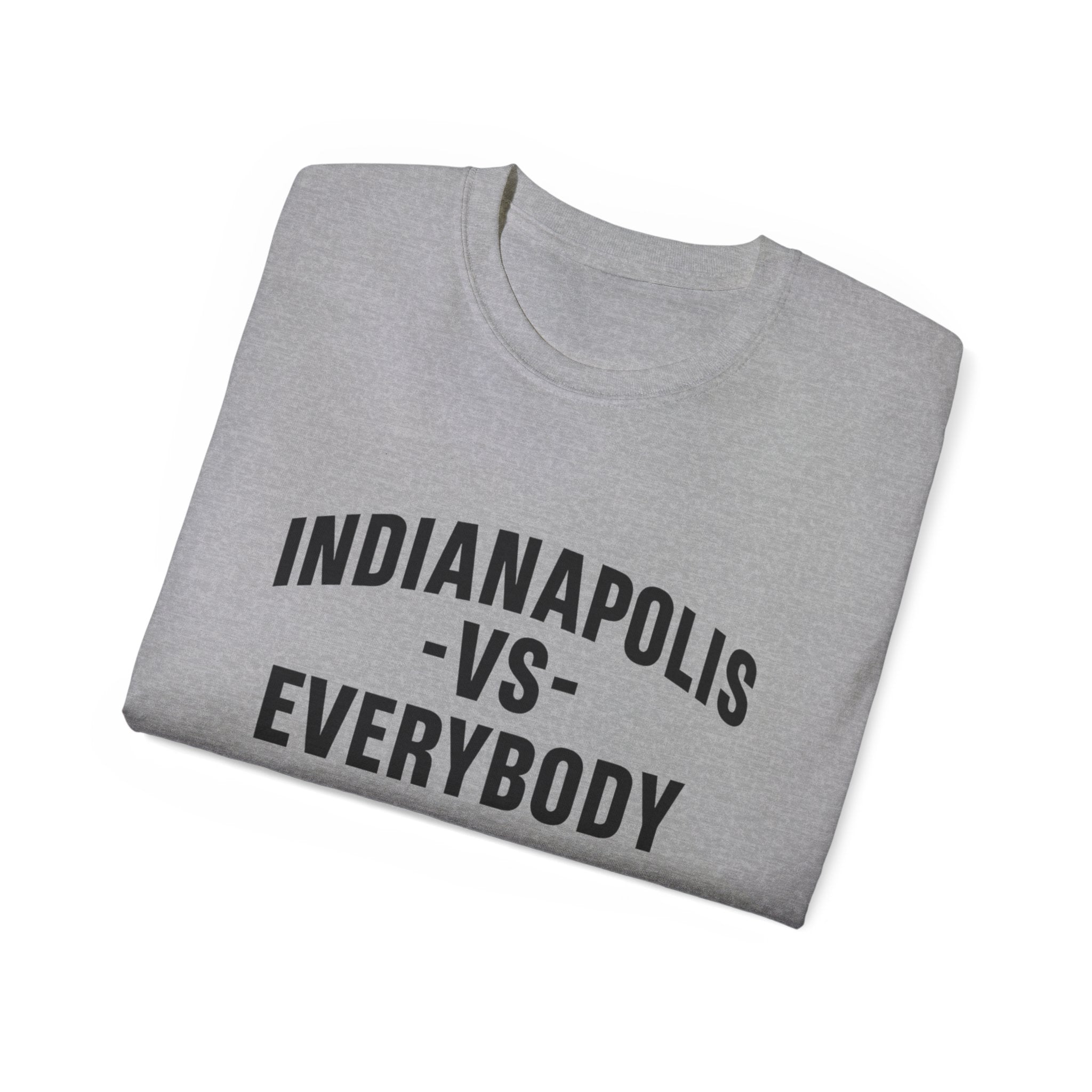 Indianapolis v Everybody | Black Lettering | Unisex Ultra Cotton Tee | Casual Wear, Gift for Hoosiers, State Pride, Travel Souvenir, Unique Local Apparel