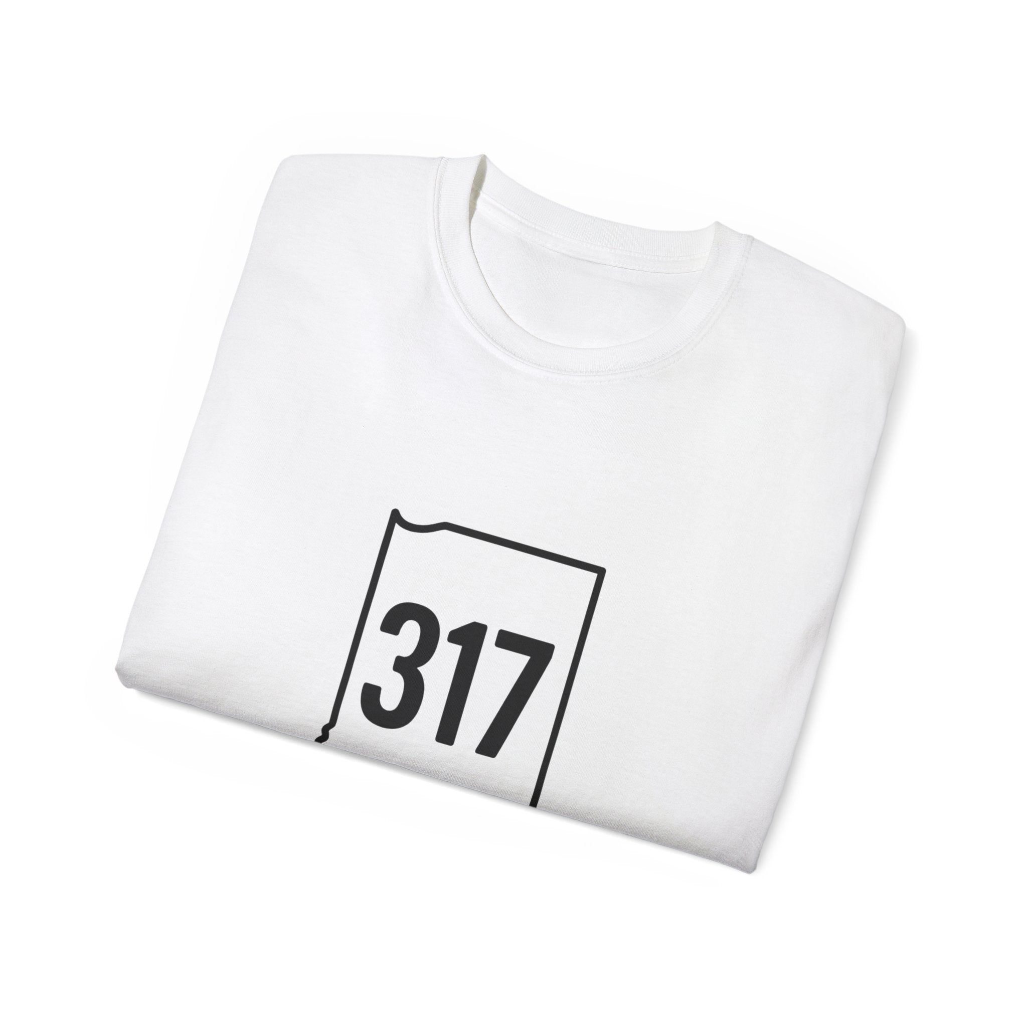 Indiana 317 | Black Lettering | Unisex Ultra Cotton Tee | Casual Wear, Gift for Hoosiers, State Pride, Travel Souvenir, Unique Local Apparel