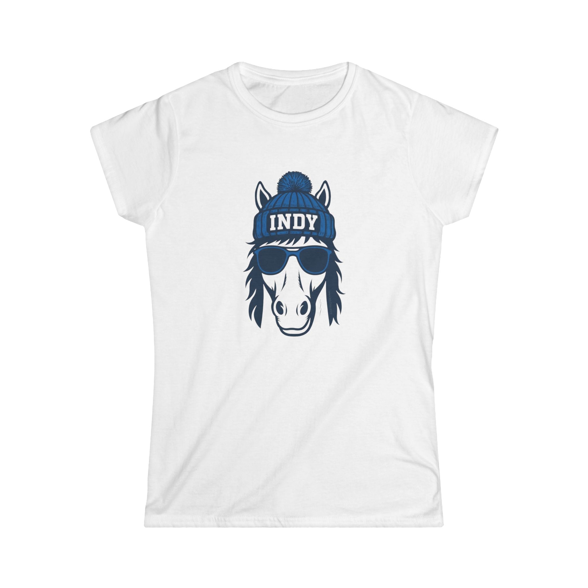 Indy Colts Women's Graphic Tee | Indianapolis Colt With Glasses and Hat