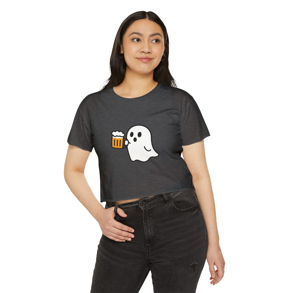 Ghost with Beer Crop Top