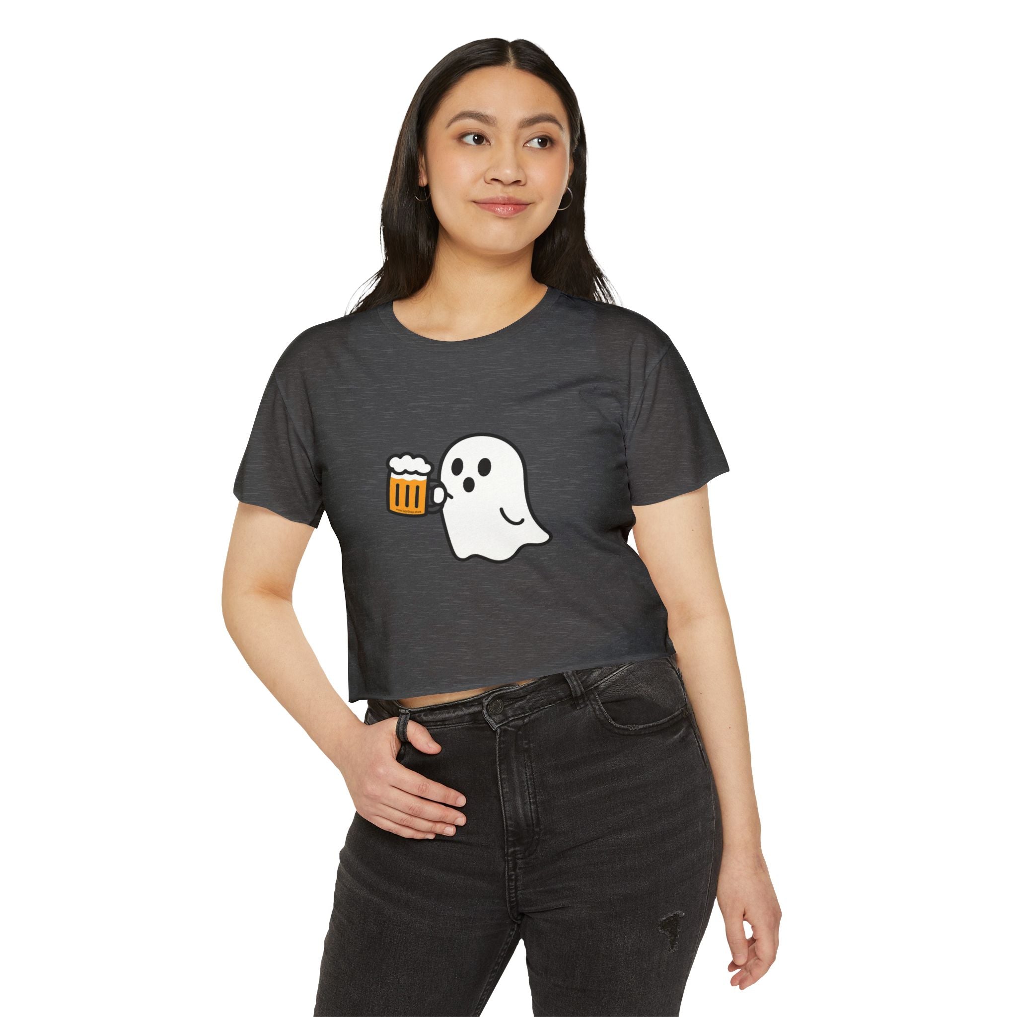 Ghost with Beer Crop Top