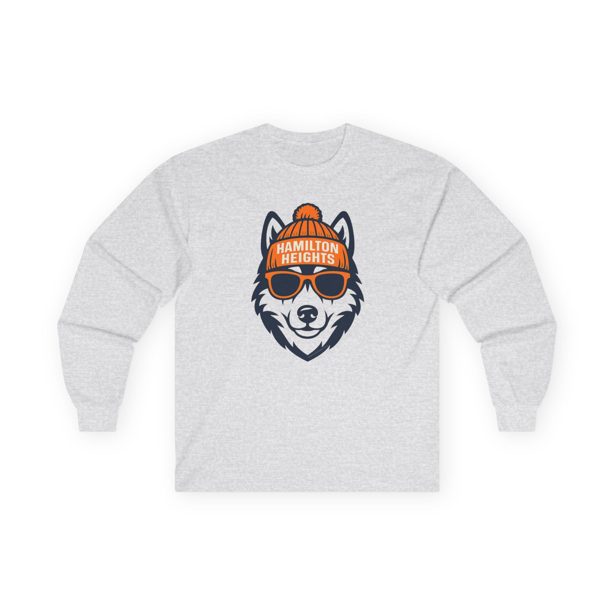Hamilton Heights Husky Unisex Long Sleeve Tee | Husky with Hat and Glasses