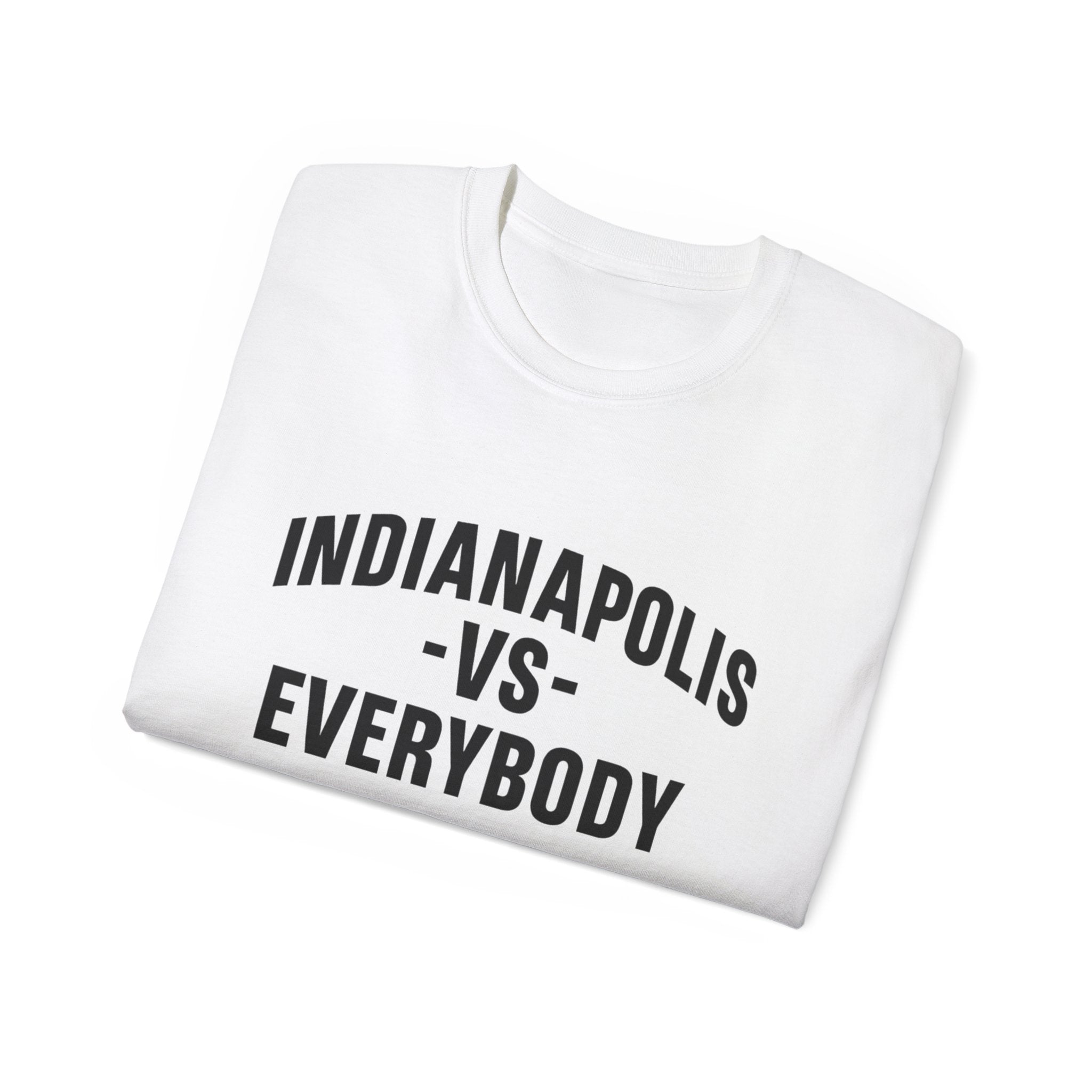 Indianapolis v Everybody | Black Lettering | Unisex Ultra Cotton Tee | Casual Wear, Gift for Hoosiers, State Pride, Travel Souvenir, Unique Local Apparel