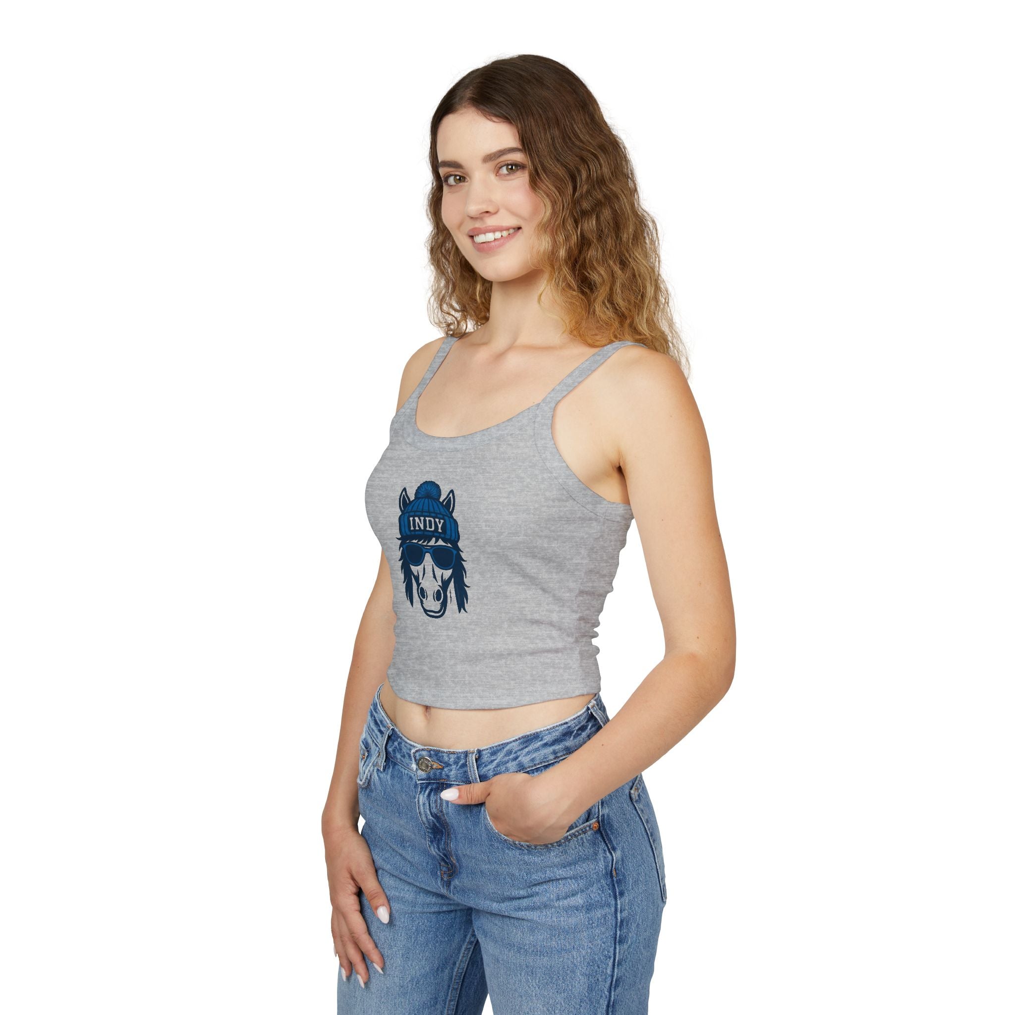 Indy Colts Women's Tank Top | Spaghetti Strap Tank Top | Indianapolis Colt with Glasses and Hat