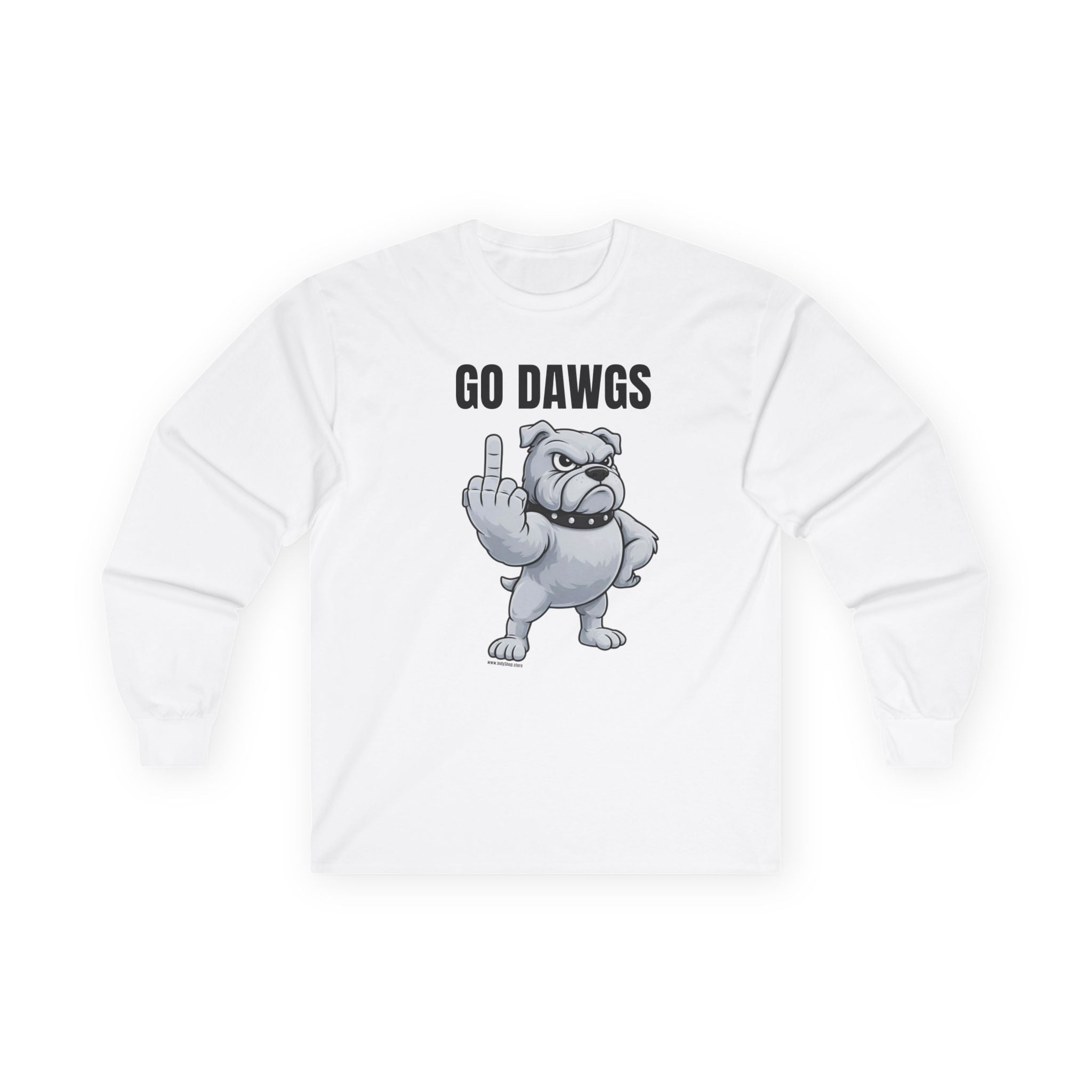 Go Dawgs Middle Finger Long Sleeve Tee | Bulldog Flipping Off