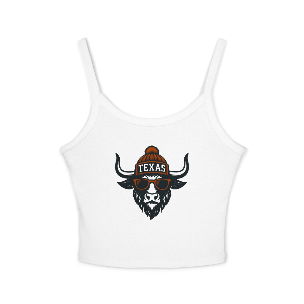 Texas Longhorn Women's Tank Top | Spaghetti Strap Tank Top | Longhorn with Glasses and Hat
