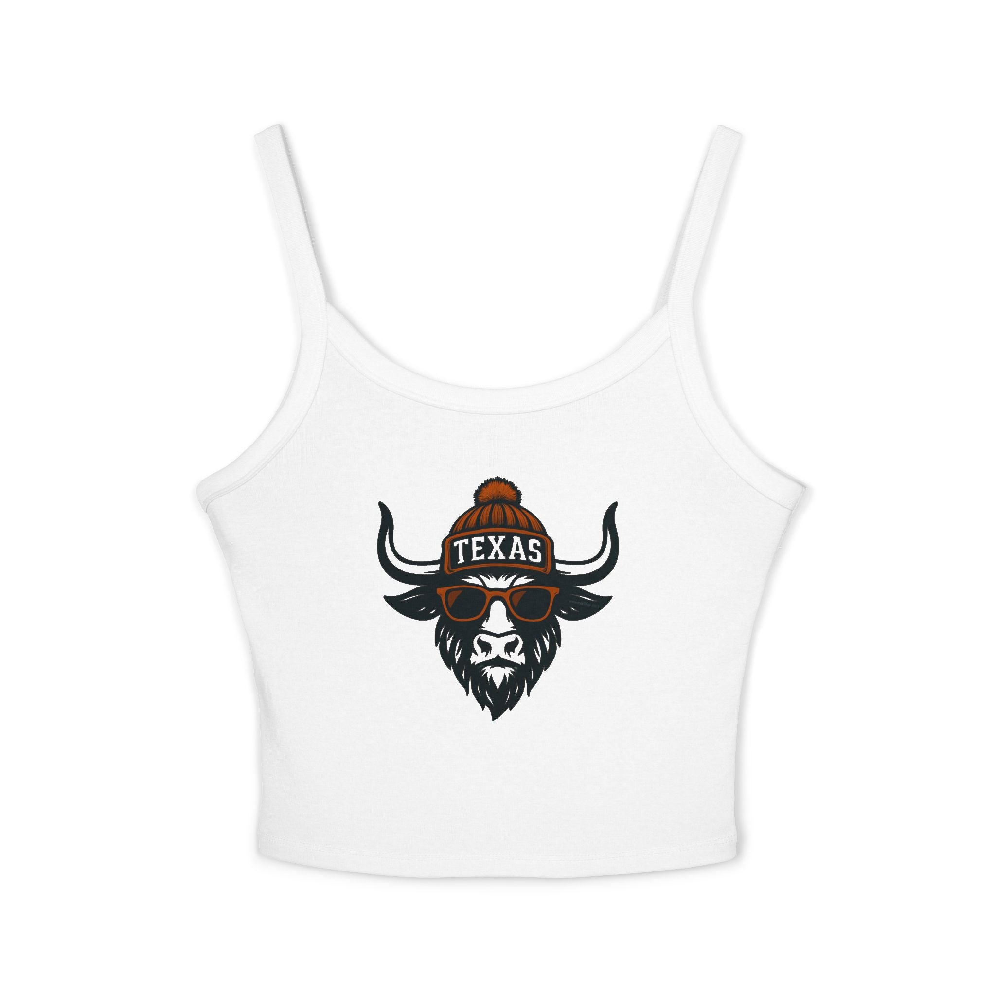 Texas Longhorn Women's Tank Top | Spaghetti Strap Tank Top | Longhorn with Glasses and Hat