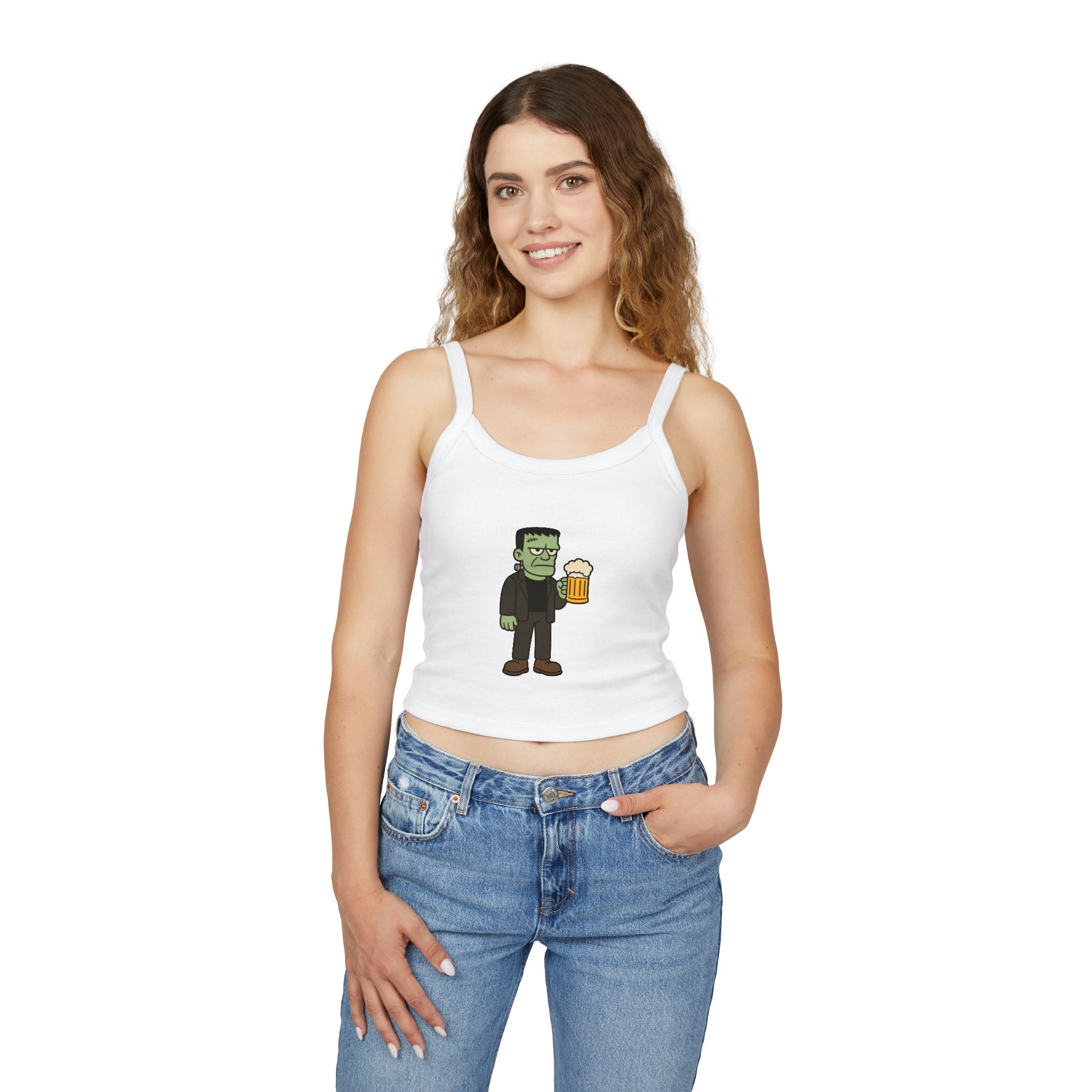 Monster with Beer Women's Tank Top | Spaghetti Strap Tank Top