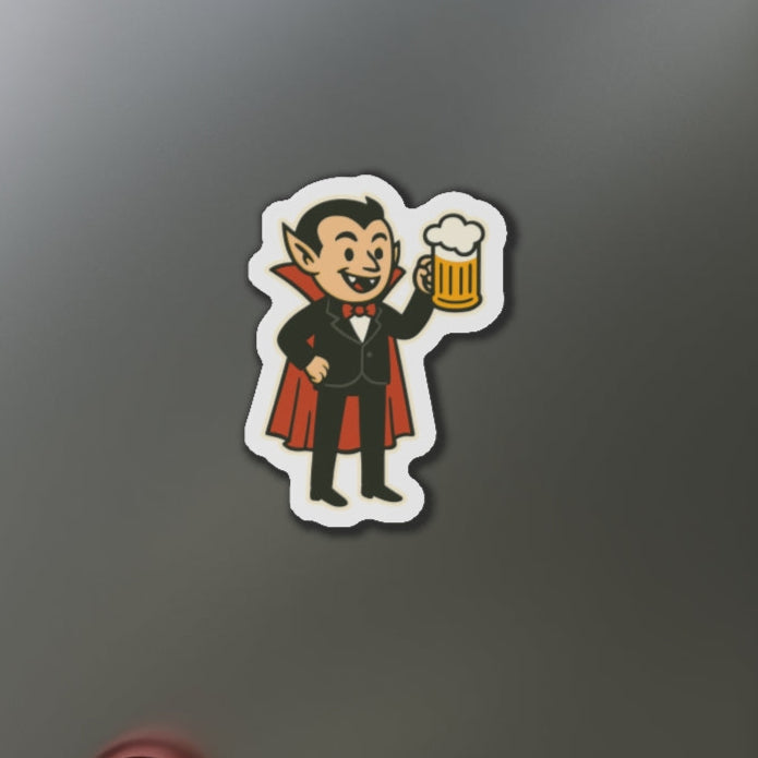 Vampire With Beer Halloween Die-Cut Magnets