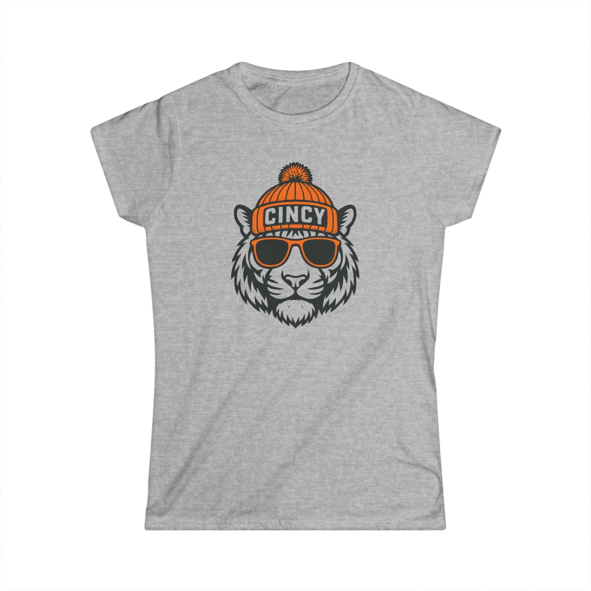Cincy Bengals Women's Graphic Tee | Cincinnati Bengal With Glasses and Hat
