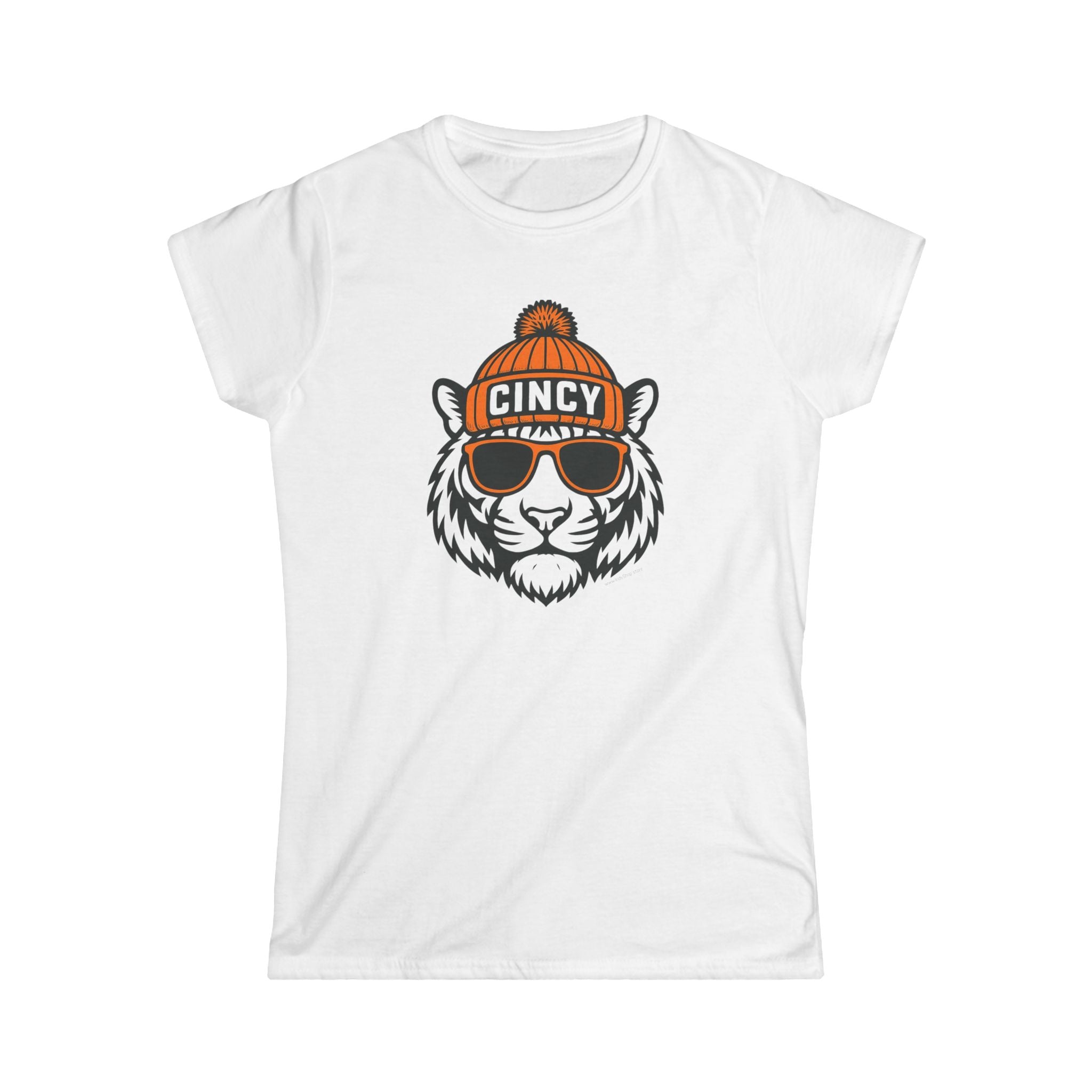 Cincy Bengals Women's Graphic Tee | Cincinnati Bengal With Glasses and Hat